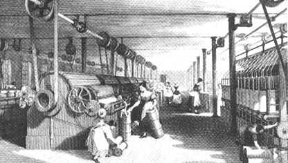 Frauen- und Kinderarbeit um 1835 in einer Spinnerei