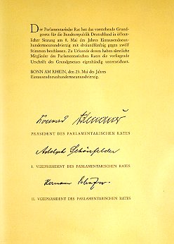 Die Unterschriften auf dem grundgesetz Mai 1949